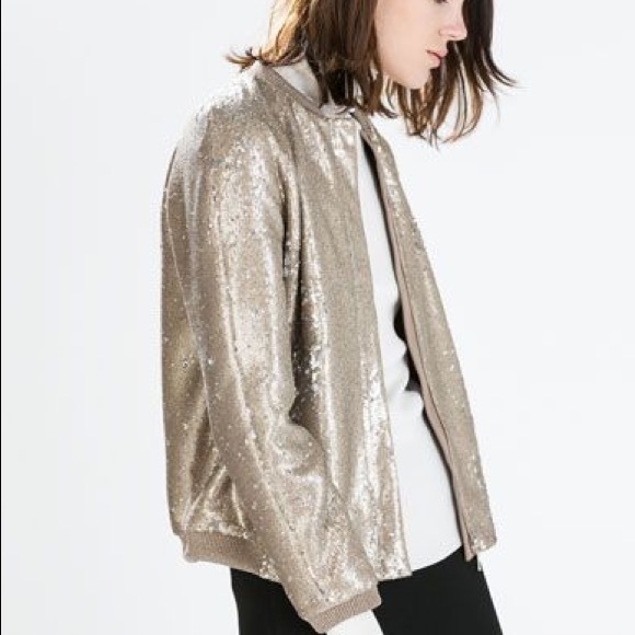 gold bomber jacket zara